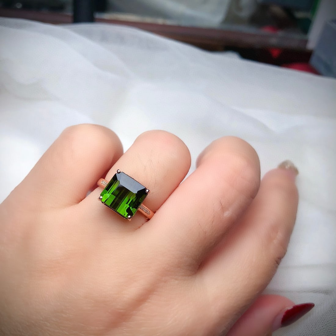 14k Gold 5.45 Ct Natural Tourmaline & Diamond Ring - 4