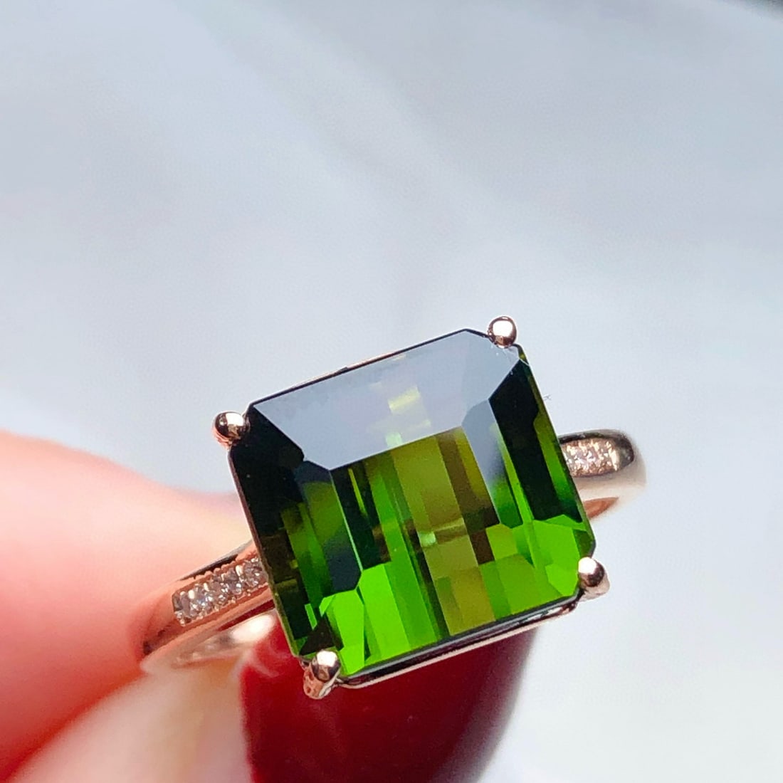 14k Gold 5.45 Ct Natural Tourmaline & Diamond Ring - 5