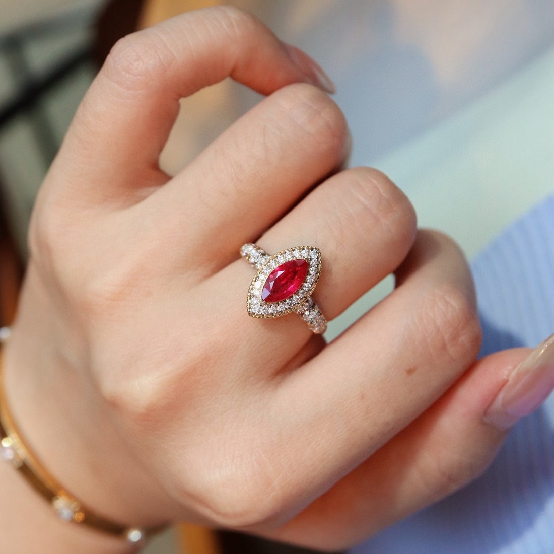 14k Gold 1.42 Ctw Natural Ruby & Diamond Ring - 2