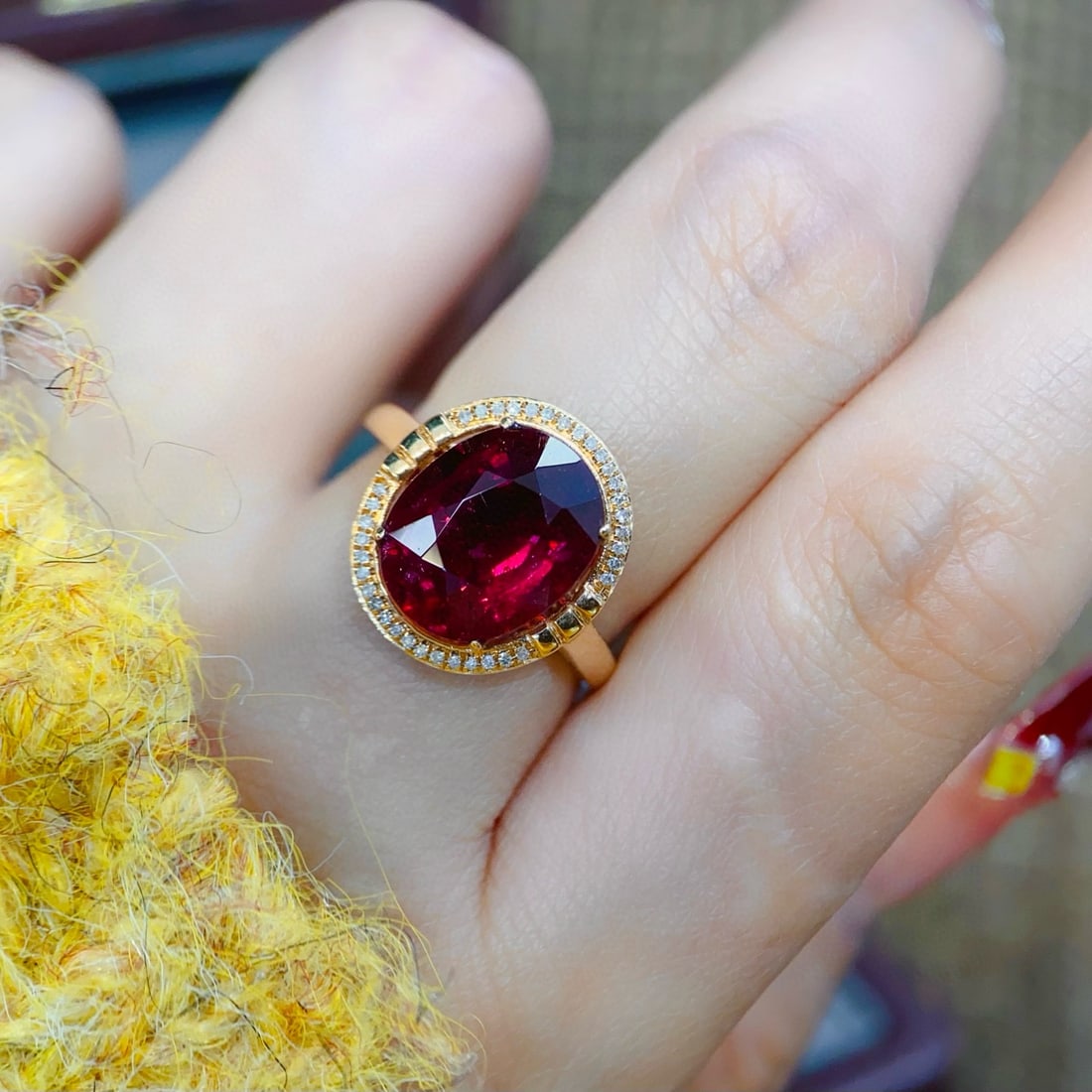 14k Gold 4.6 Ct Natural Tourmaline & Diamond Ring - 2