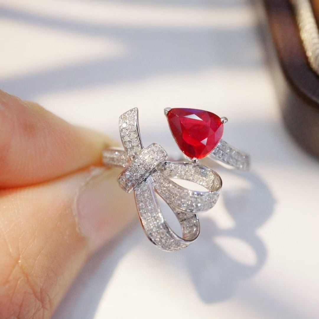 14k Gold 1.15 Ct Natural Ruby & Diamond Ring - 2