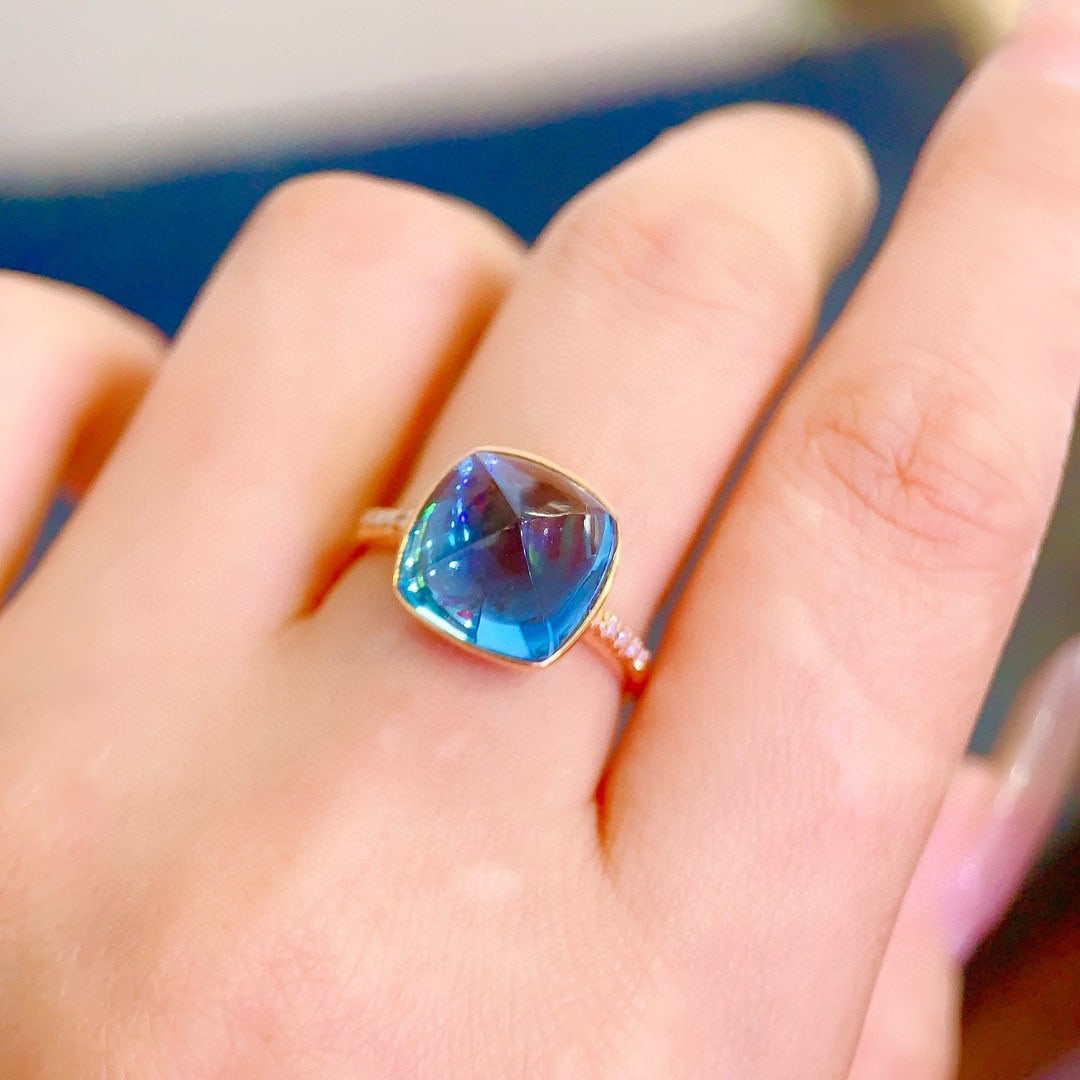 14k Gold 7.54 Ctw Natural Topaz & Diamond Ring - 2