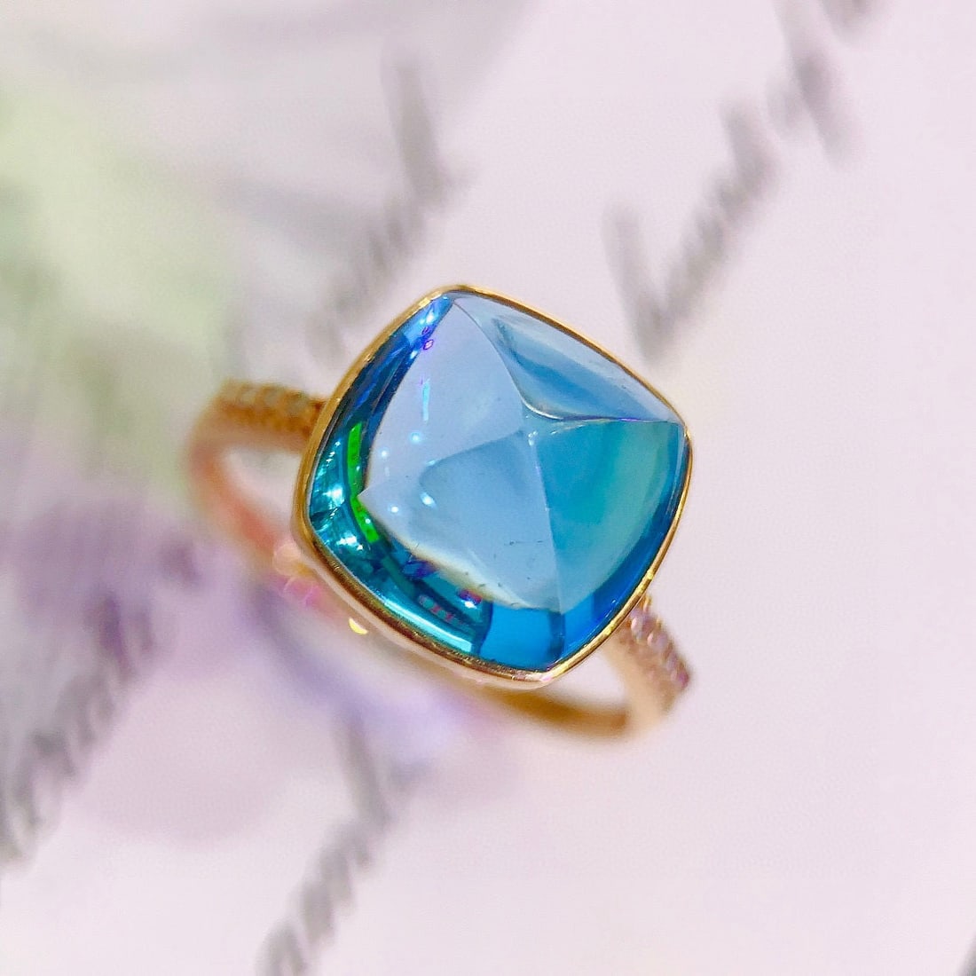 14k Gold 7.54 Ctw Natural Topaz & Diamond Ring - 4