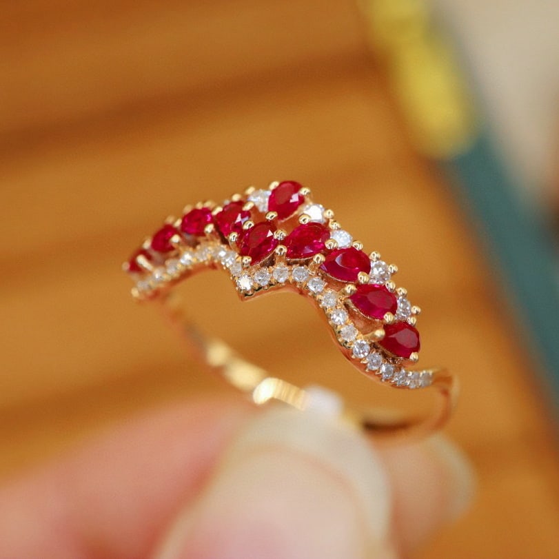14k Gold 0.54 Ctw Natural Ruby & Diamond Ring - 2