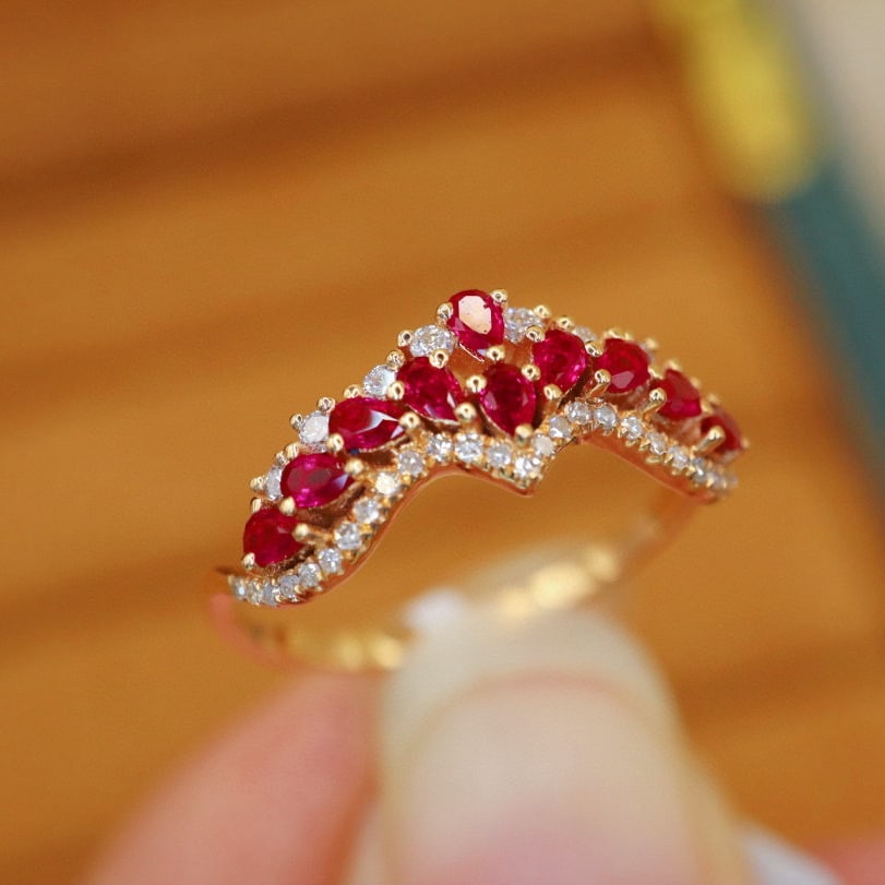 14k Gold 0.54 Ctw Natural Ruby & Diamond Ring - 4