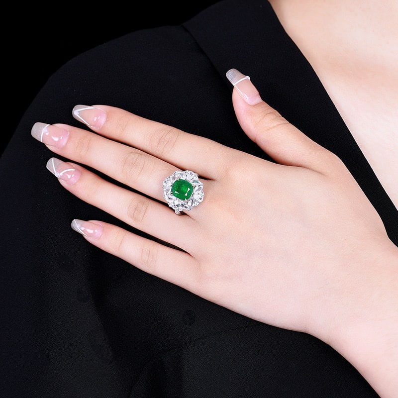 14k Gold 6.60 Ctw Vivid Green Natural Emerald & Sapphire Ring/pendant( Without Chain ) - 6