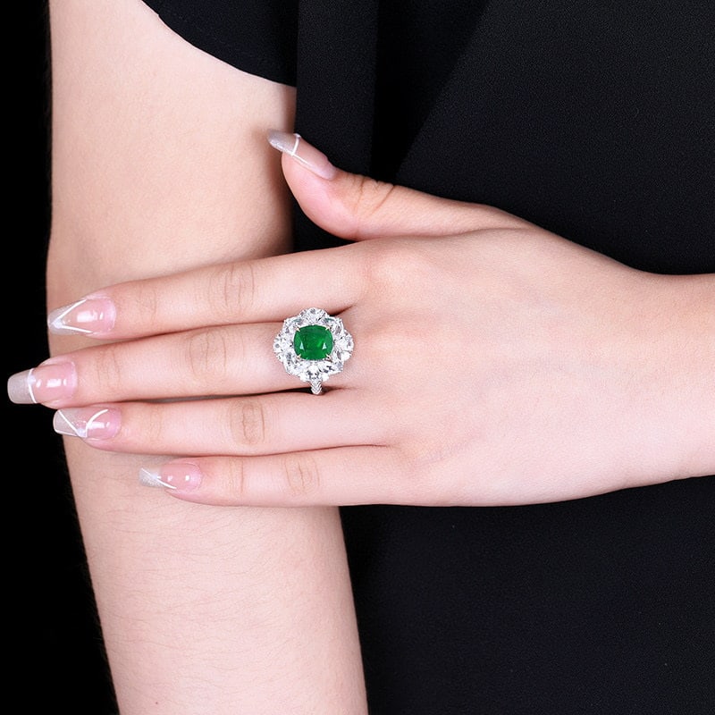 14k Gold 6.60 Ctw Vivid Green Natural Emerald & Sapphire Ring/pendant( Without Chain ) - 7