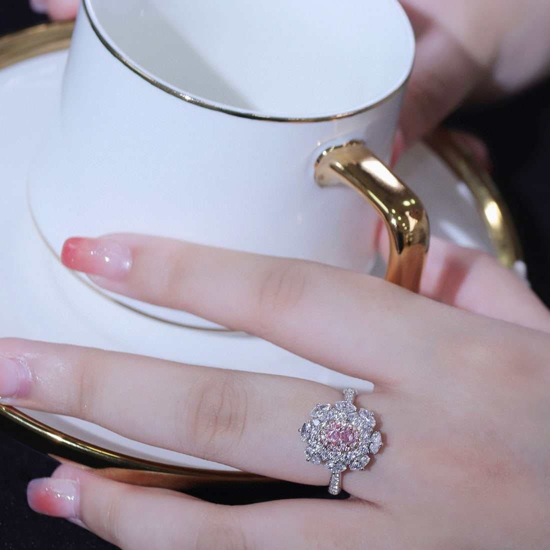 Gia Certified 14k Gold 1.36 Ctw Natural Pink Diamond & Diamond Ring/pendant( Without Chain ) - 6