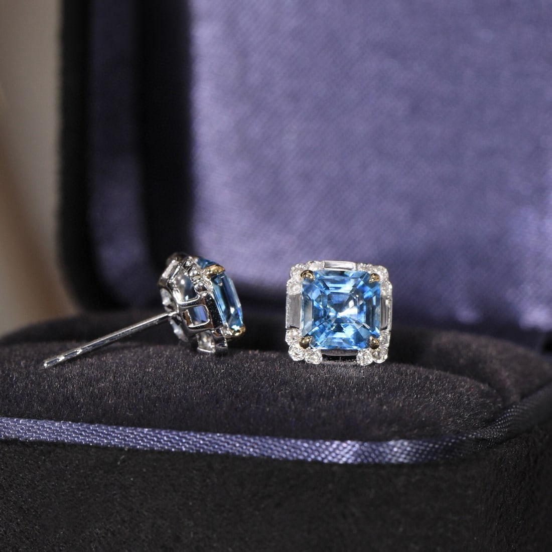 14k Gold 2.14 Ct Natural Aquamarine & Diamond Earrings - 5