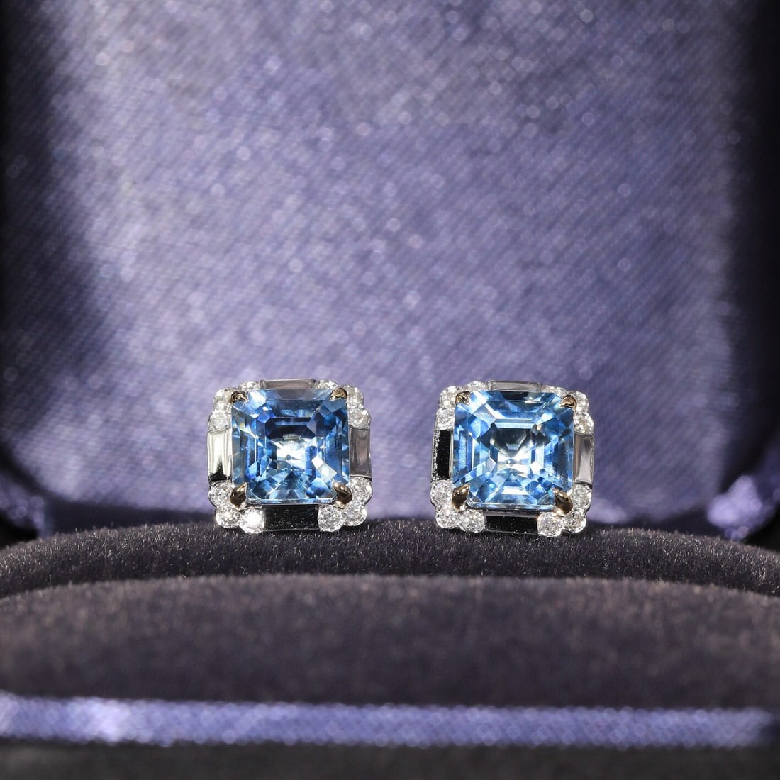 14k Gold 2.14 Ct Natural Aquamarine & Diamond Earrings - 8