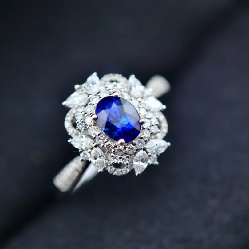 14k Gold 1.83 Ctw Natural Sapphire & Diamond Ring - 2