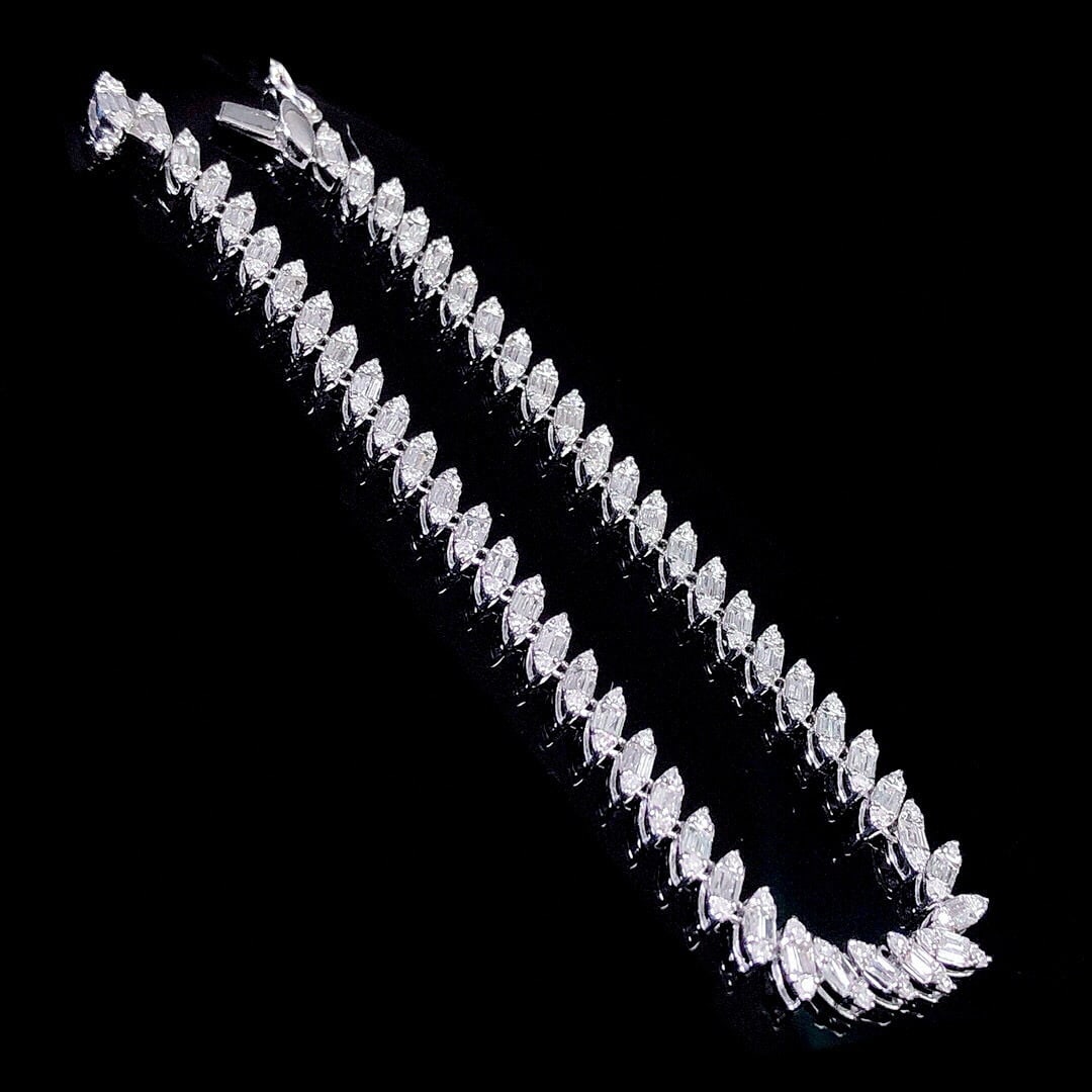 14k Gold 2.21 Ct Natural H Diamond Bracelet - 3