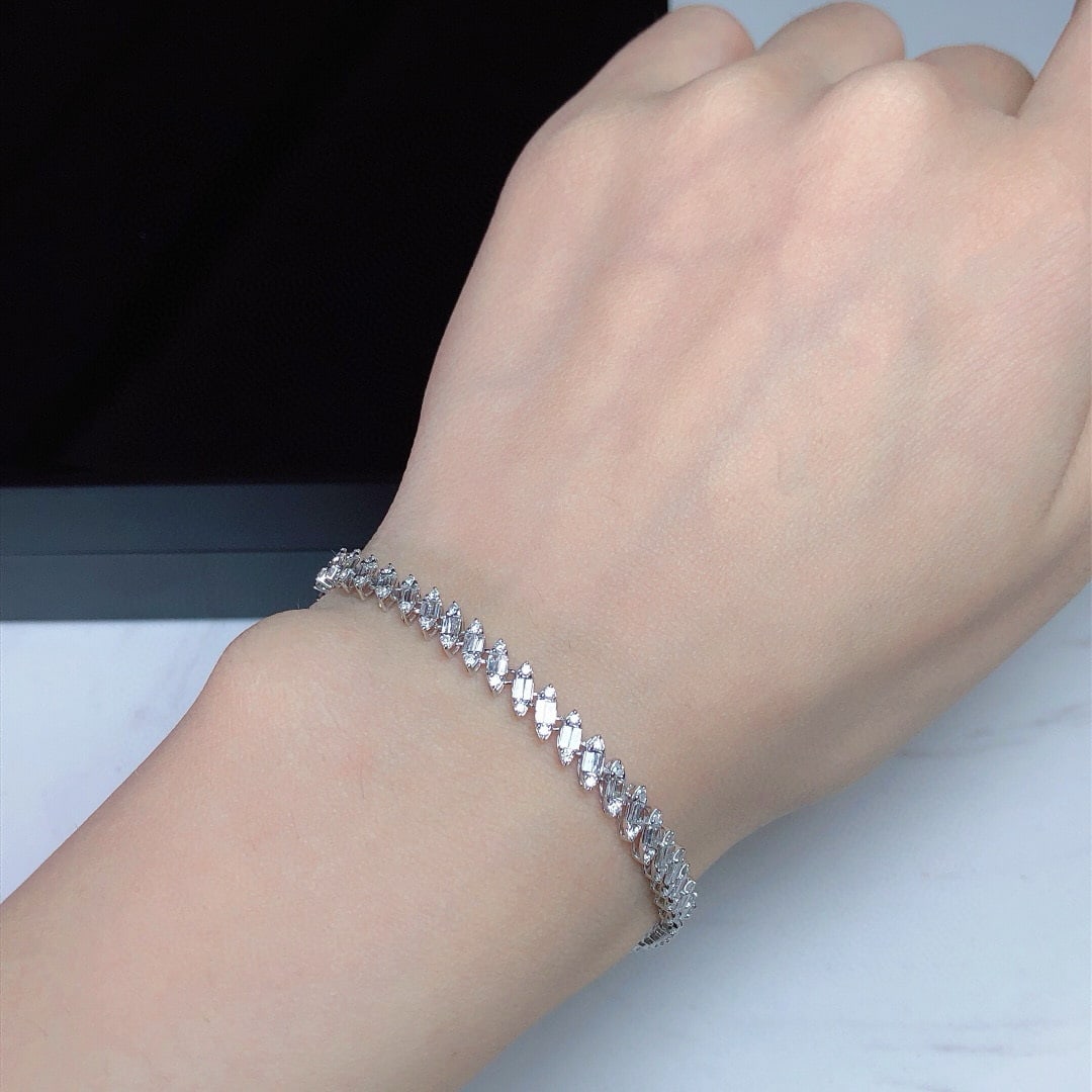 14k Gold 2.21 Ct Natural H Diamond Bracelet - 7