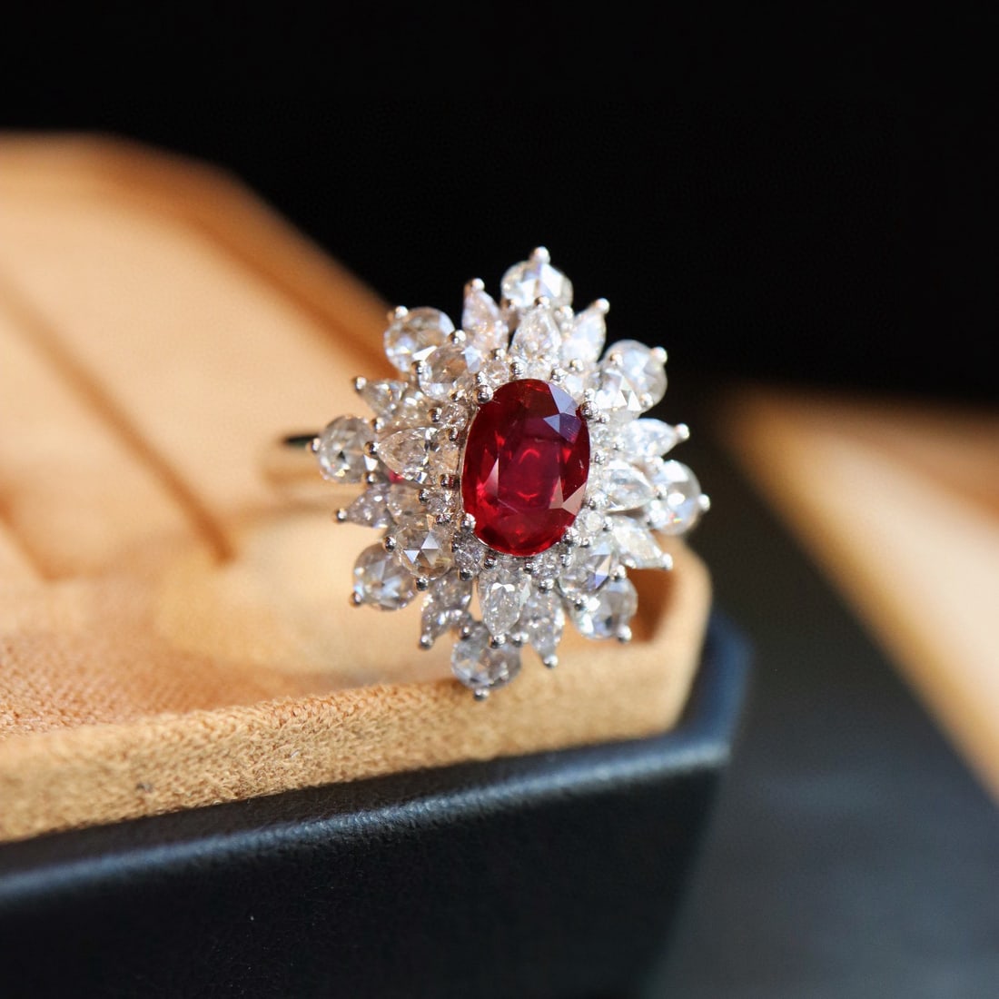 14k Gold 2.19 Ctw Natural Ruby & Diamond Ring: Ref:230936164 // gold content:14k gold // ring size:7. 25us // // main gemstone:ruby // shape:oval // carat weight:1. 02ct // color:red // treatment:natural // // adjacent gemstone 2 : diamond // shap