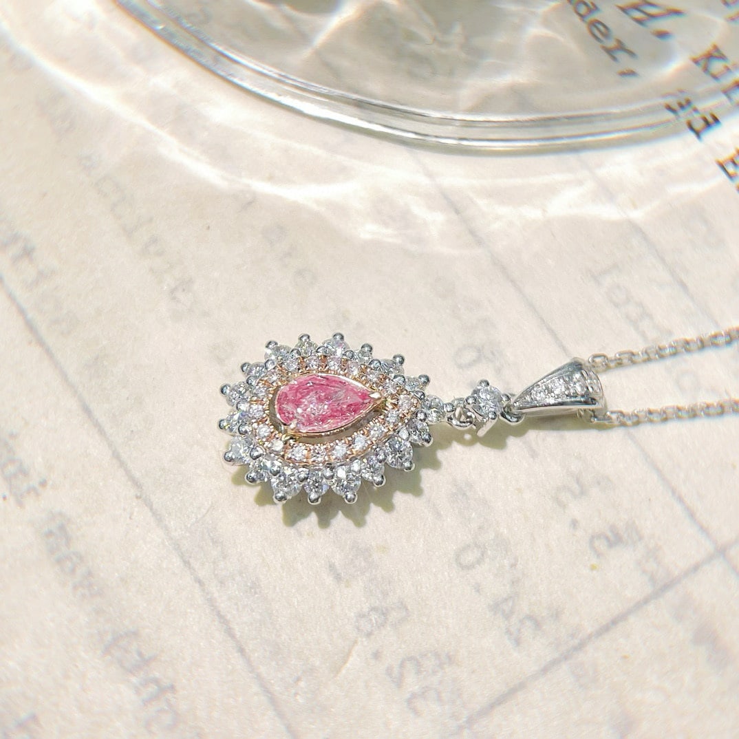 14k Gold 0.64 Ctw Natural Pink Diamond & Diamond Necklace - 3