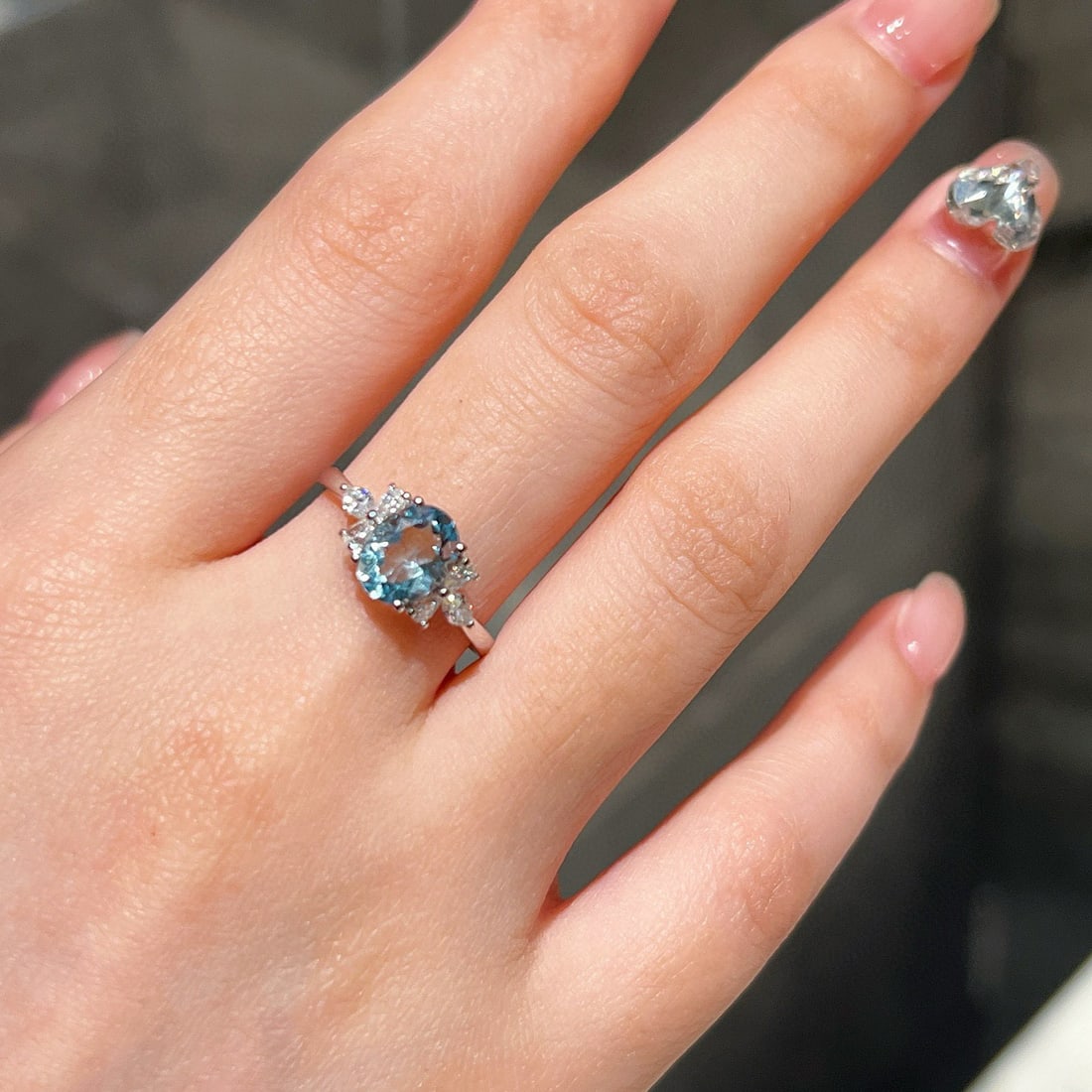 14k Gold 1.27 Ctw Natural Aquamarine & Diamond Ring - 3