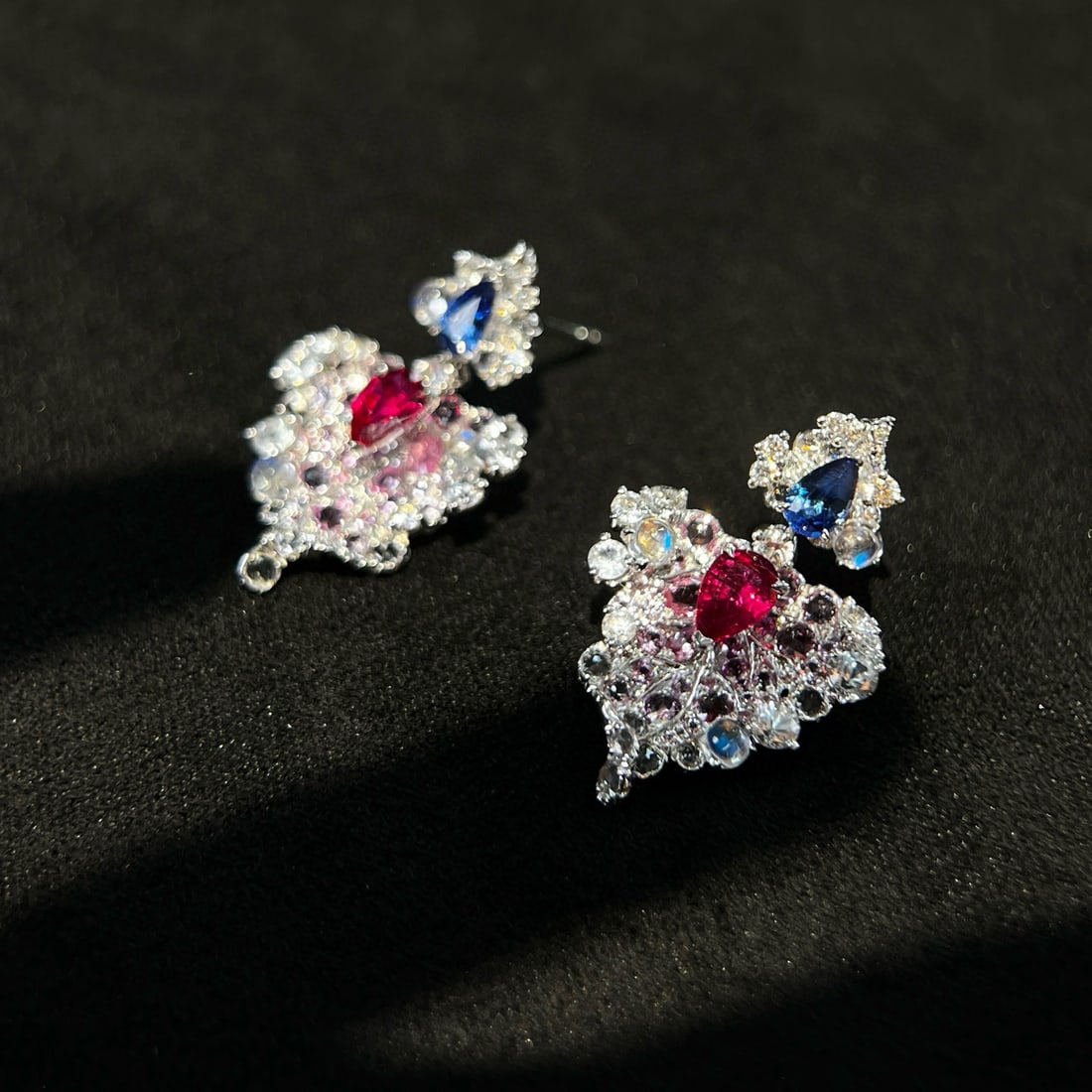 14k Gold 3.93 Ctw Natural Ruby & Sapphire Earrings - 2