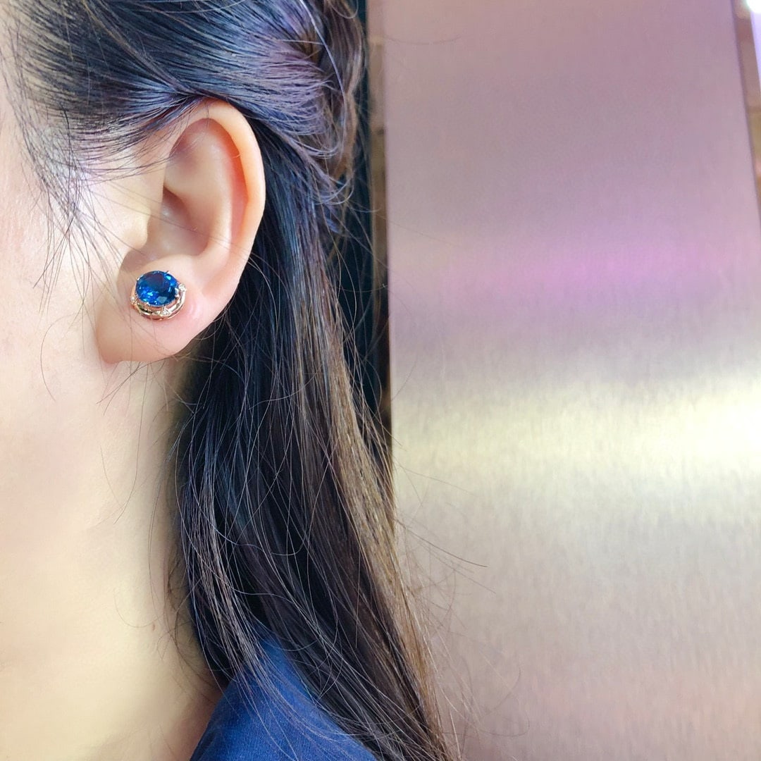 14k Gold 4.50 Ct Natural Topaz & Diamond Earrings - 6