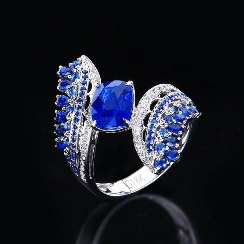 14k Gold 2.15 Ctw Natural Sapphire & Diamond Ring - 4