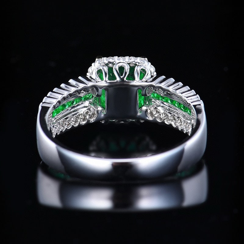 14k Gold 1.74 Ctw Vivid Green Natural Emerald & Diamond Ring - 4