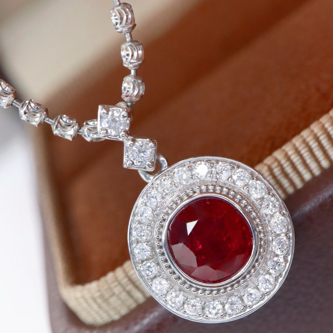 14k Gold 1.32 Ctw Natural Ruby & Diamond Pendant( Without Chain ) - 2