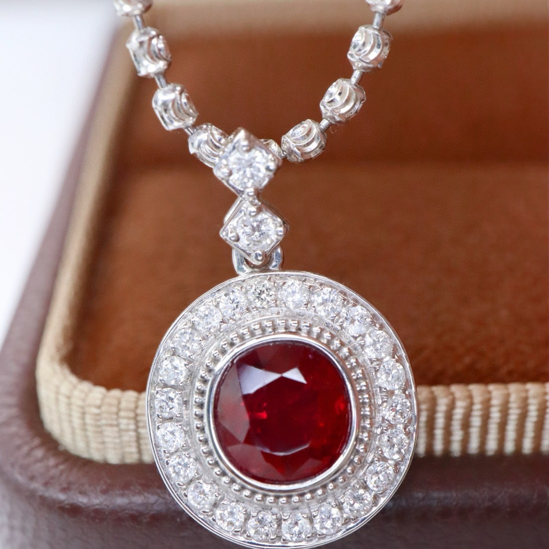 14k Gold 1.32 Ctw Natural Ruby & Diamond Pendant( Without Chain ) - 3