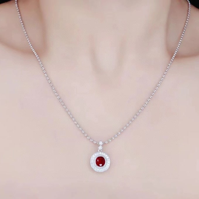 14k Gold 1.32 Ctw Natural Ruby & Diamond Pendant( Without Chain ) - 4