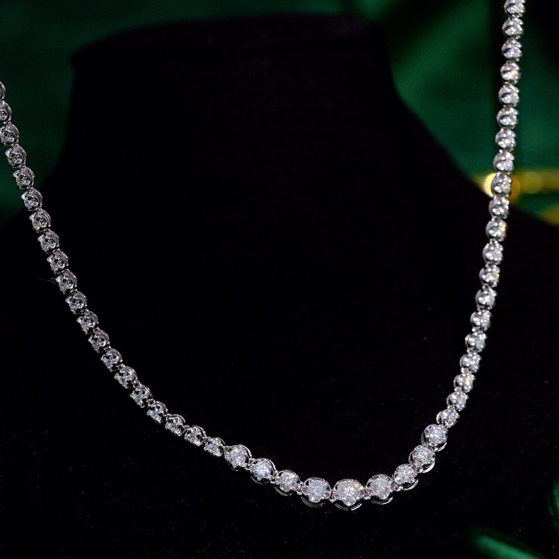 14k Gold 3 Ct Natural H Diamond Necklace - 2