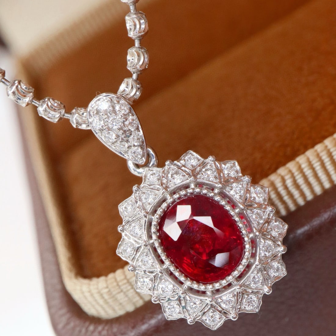 14k Gold 1.27 Ctw Natural Ruby & Diamond Pendant( Without Chain ) - 2