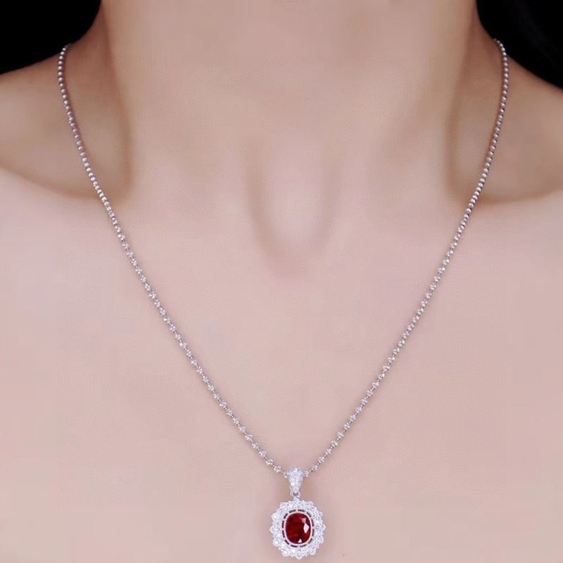 14k Gold 1.27 Ctw Natural Ruby & Diamond Pendant( Without Chain ) - 4