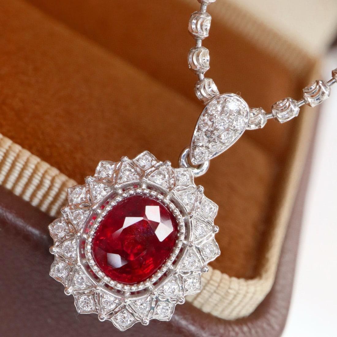 14k Gold 1.27 Ctw Natural Ruby & Diamond Pendant( Without Chain ) - 5