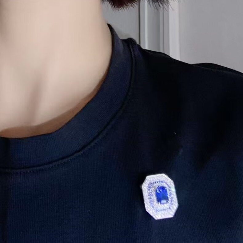 14k Gold 2.62 Ctw Natural Sapphire & Diamond Brooch/pendant( Without Chain ) - 3