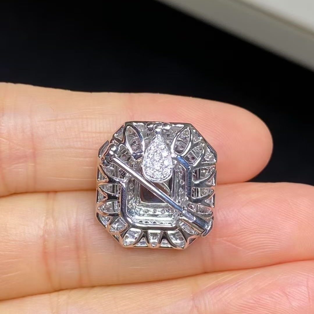 14k Gold 2.62 Ctw Natural Sapphire & Diamond Brooch/pendant( Without Chain ) - 4