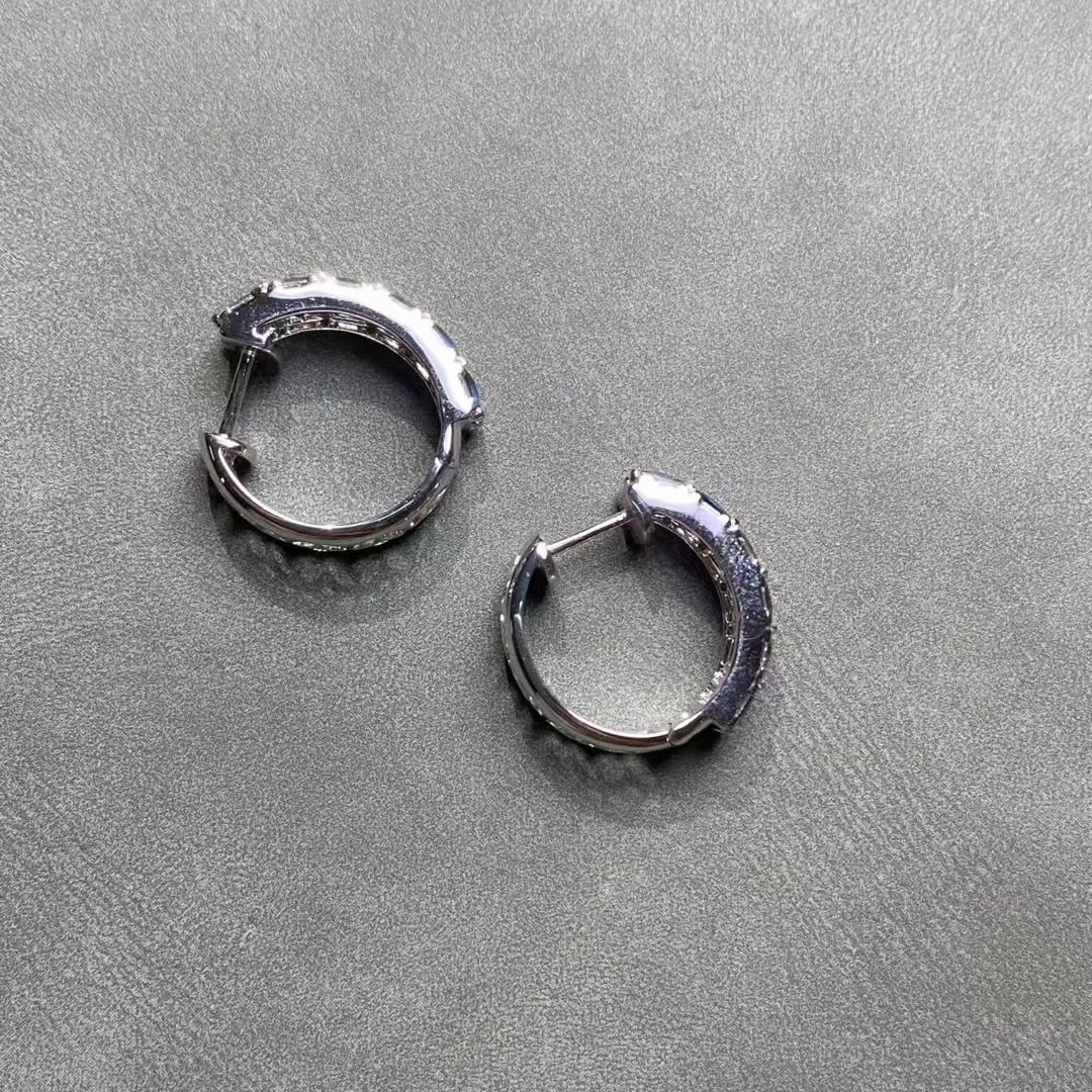 14k Gold 3.62 Ctw Natural Sapphire & Diamond Earrings - 5