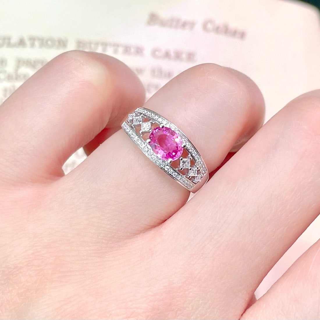 14k Gold 1.22 Ctw Natural Padparadscha Sapphire & Diamond Ring - 3