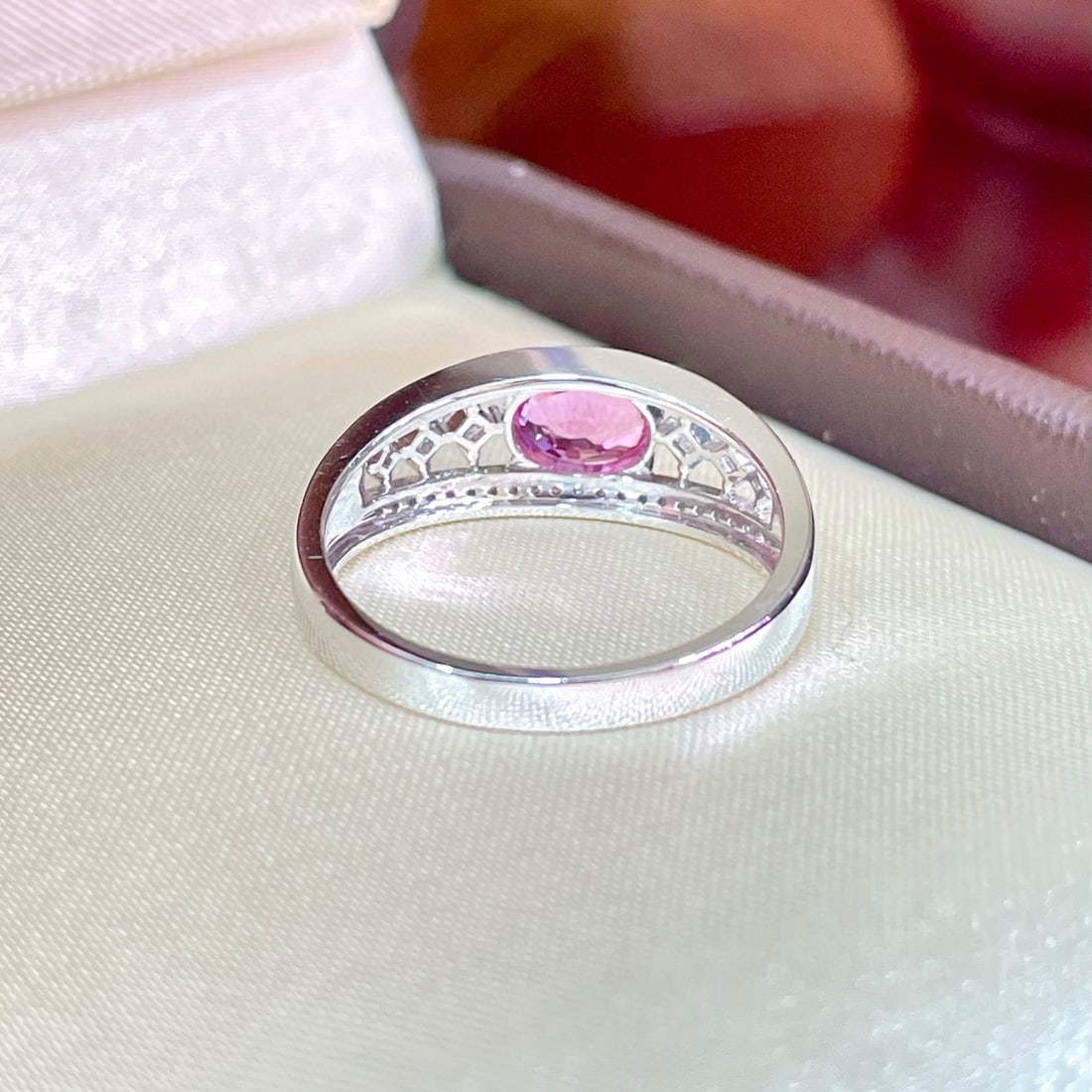 14k Gold 1.22 Ctw Natural Padparadscha Sapphire & Diamond Ring - 4