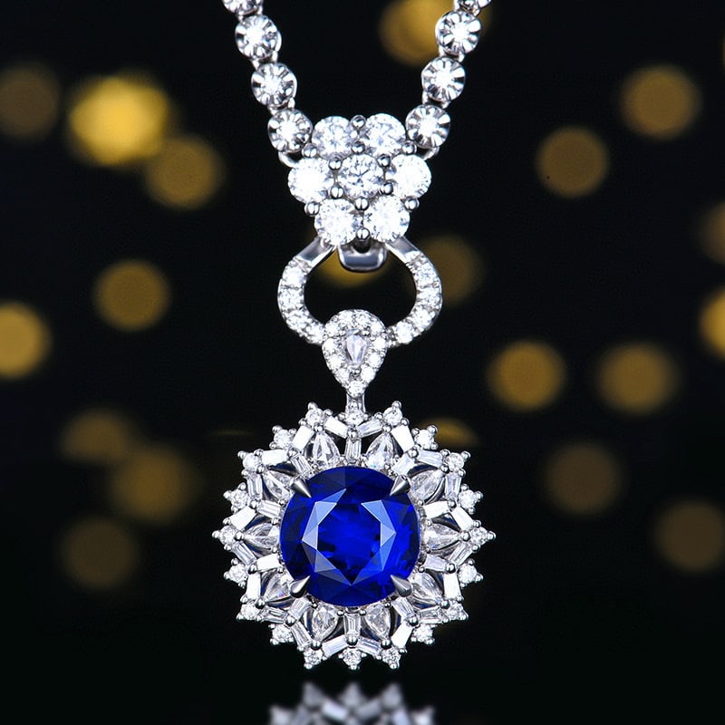 14k Gold 2.48 Ctw Natural Sapphire & Diamond Ring/pendant( Without Chain ) - 4