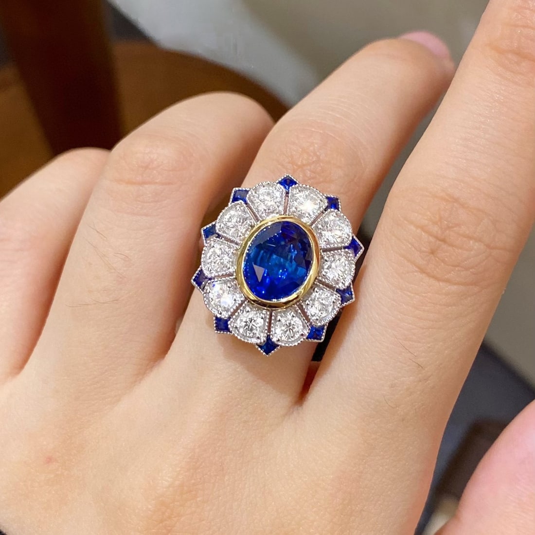 14k Gold 3.87 Ctw Natural Sapphire & Diamond Ring - 3