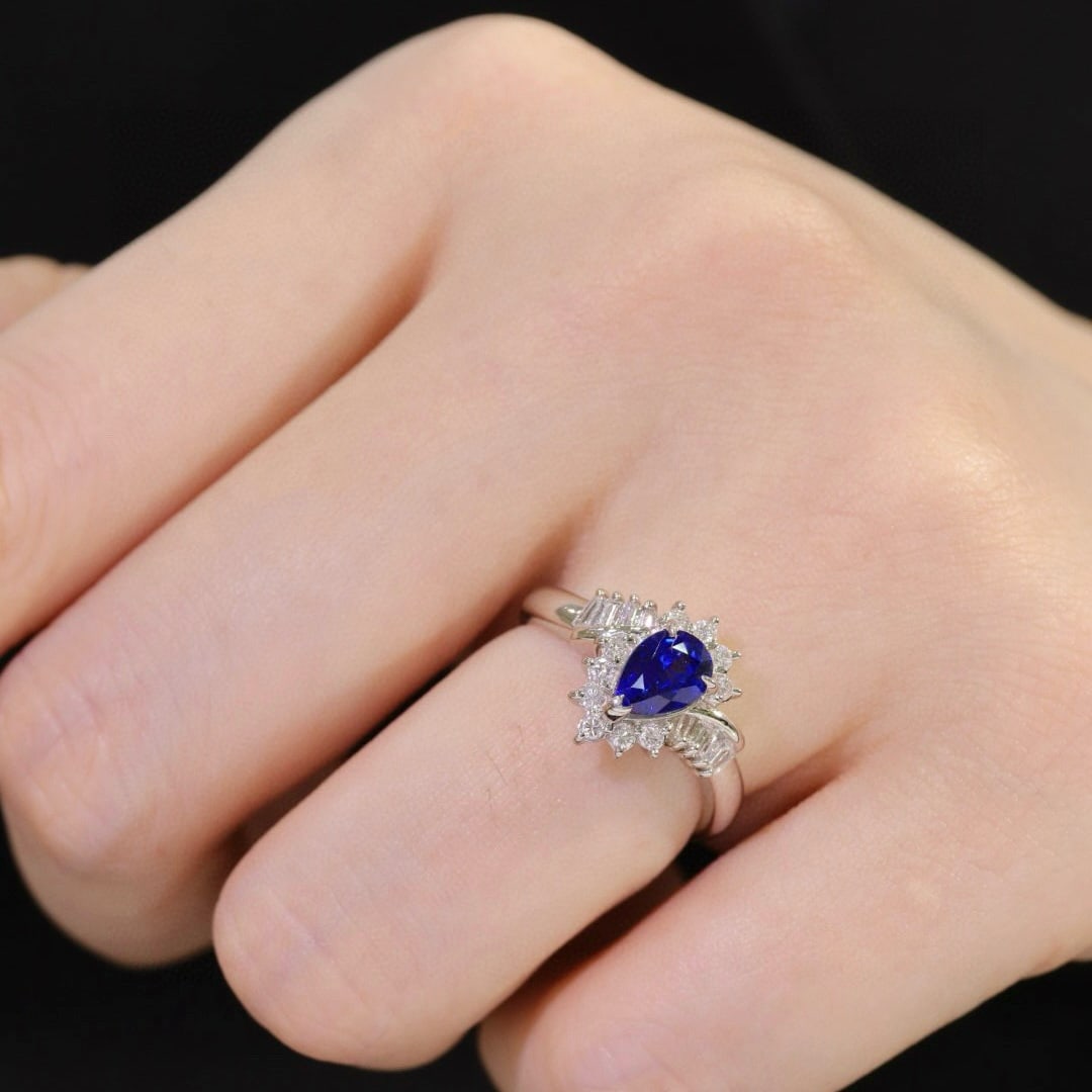 14k Gold 1.36 Ctw Natural Sapphire & Diamond Ring - 7