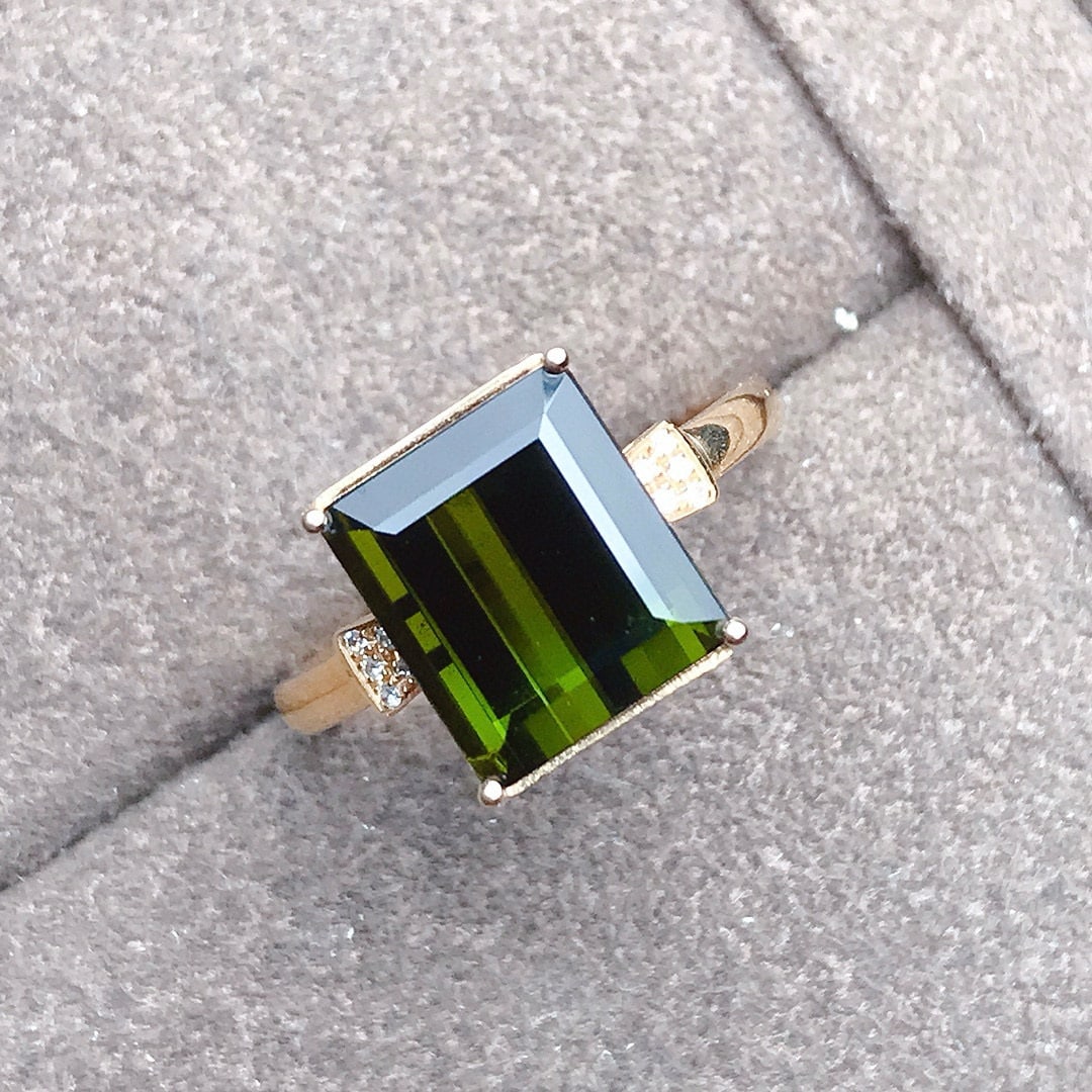 14k Gold 4.53 Ctw Natural Tourmaline & Diamond Ring - 5