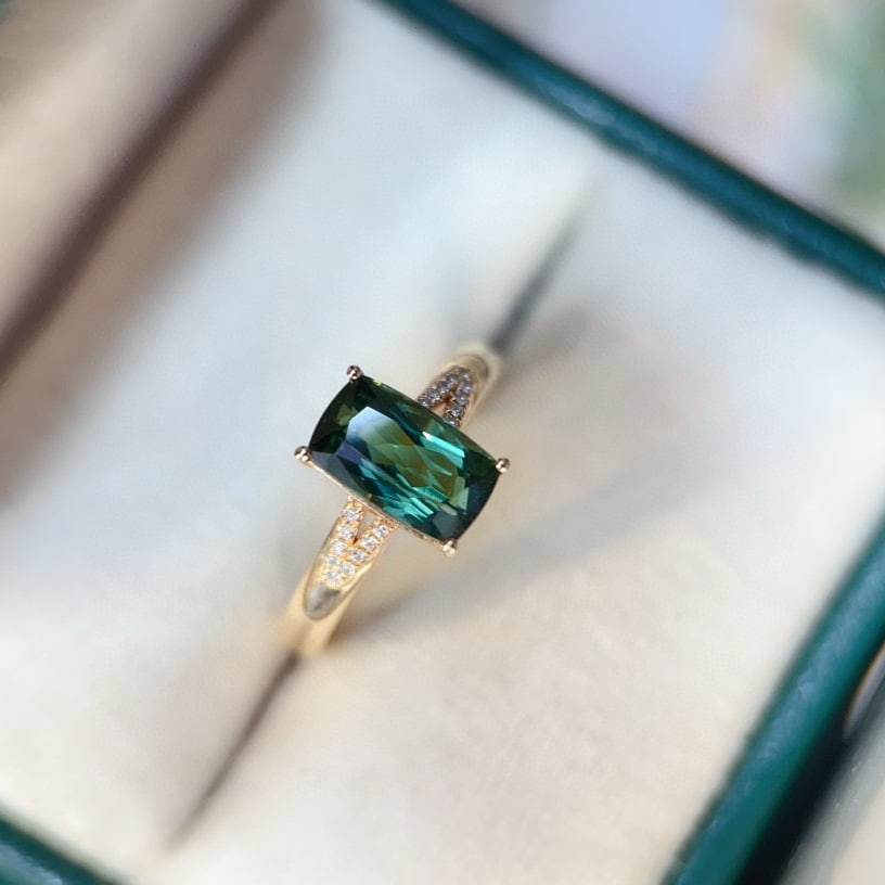 14k Gold 1.90 Ctw Natural Tourmaline & Diamond Ring - 2