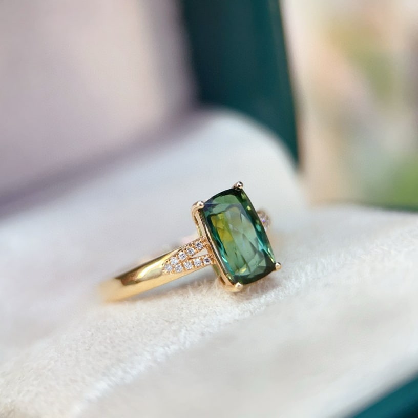 14k Gold 1.90 Ctw Natural Tourmaline & Diamond Ring - 5