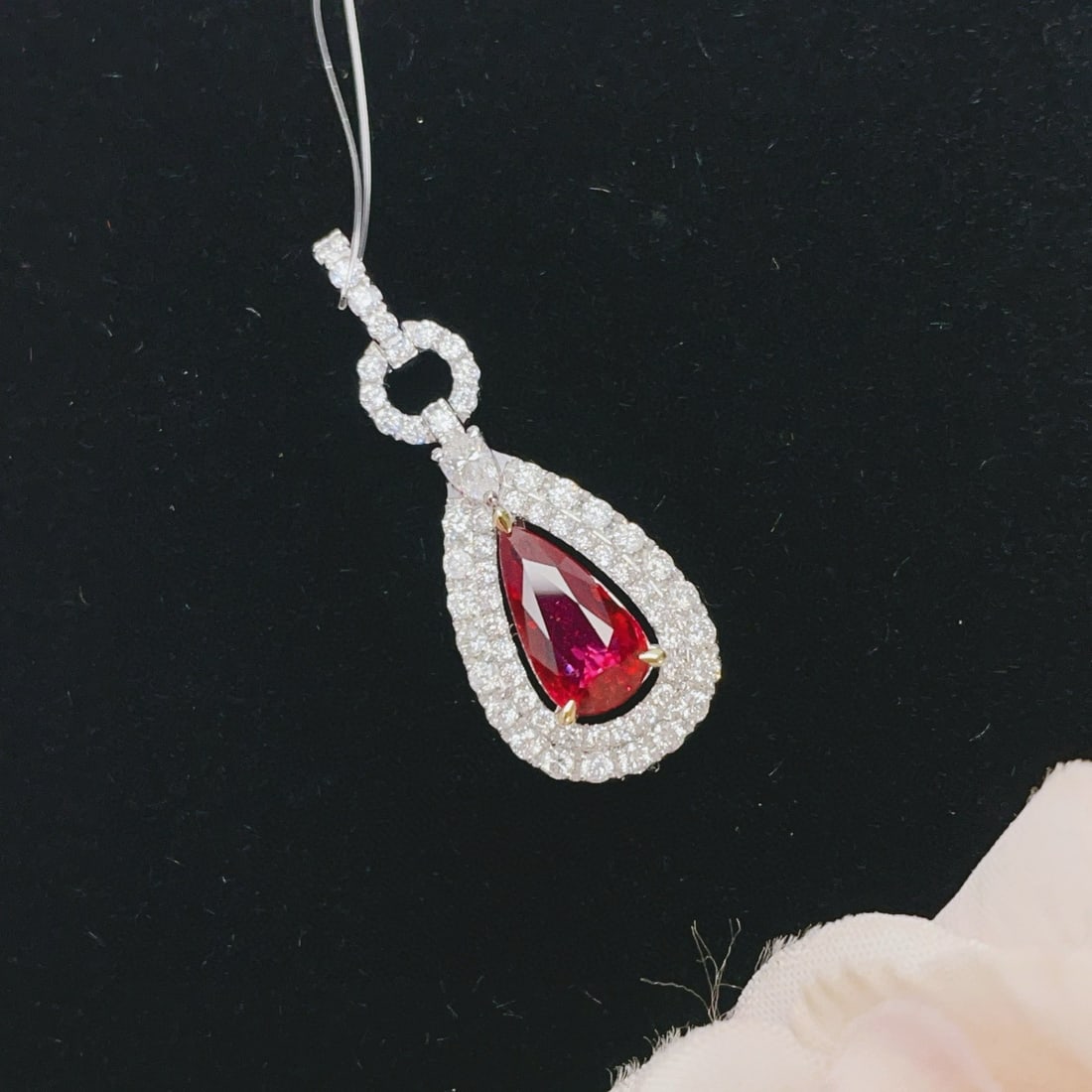 14k Gold 1.03 Ct Vivid Red Natural Ruby & Diamond Pendant( Without Chain ) - 2