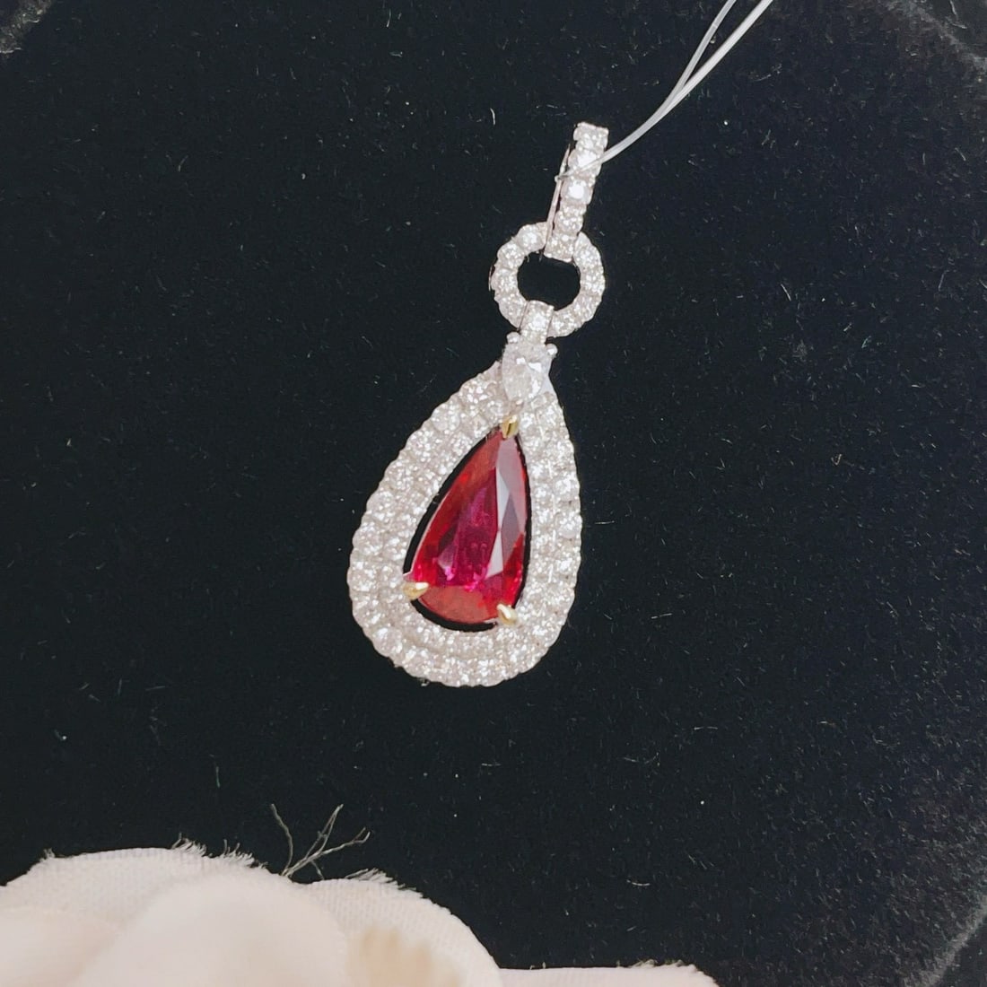 14k Gold 1.03 Ct Vivid Red Natural Ruby & Diamond Pendant( Without Chain ) - 3