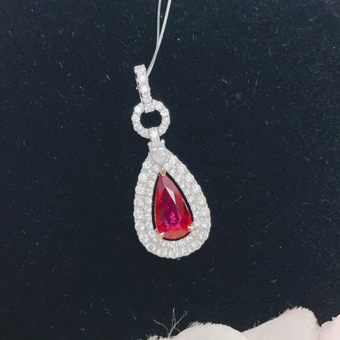 14k Gold 1.03 Ct Vivid Red Natural Ruby & Diamond Pendant( Without Chain ) - 4