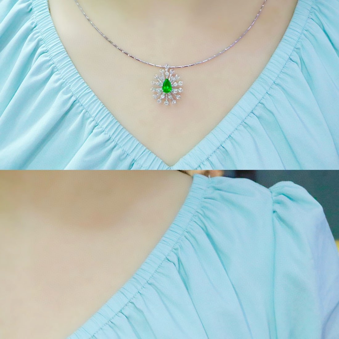 14k Gold 2.02 Ctw Vivid Green Natural Emerald & Diamond Ring/brooch/pendant( Without Chain ) - 8