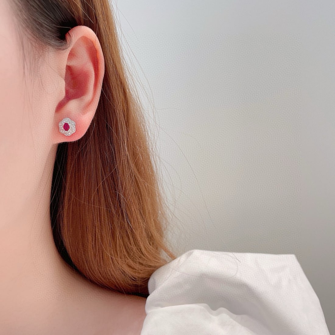 14k Gold 0.58 Ctw Natural Ruby & Diamond Earrings - 2