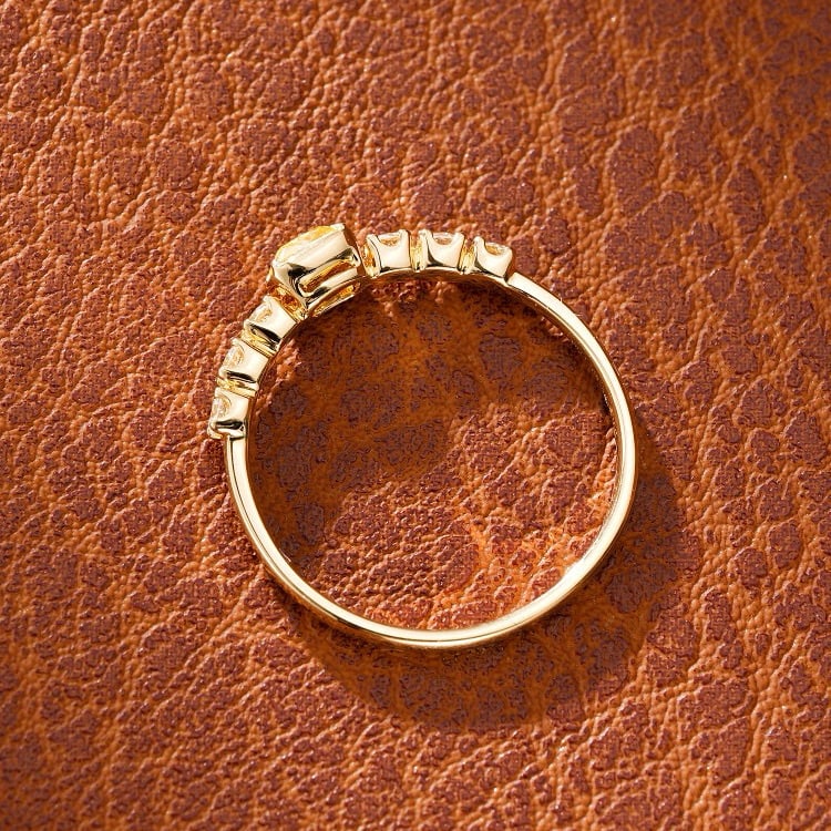 14k Gold 0.37 Ctw Natural Yellow Diamond & Diamond Ring - 2