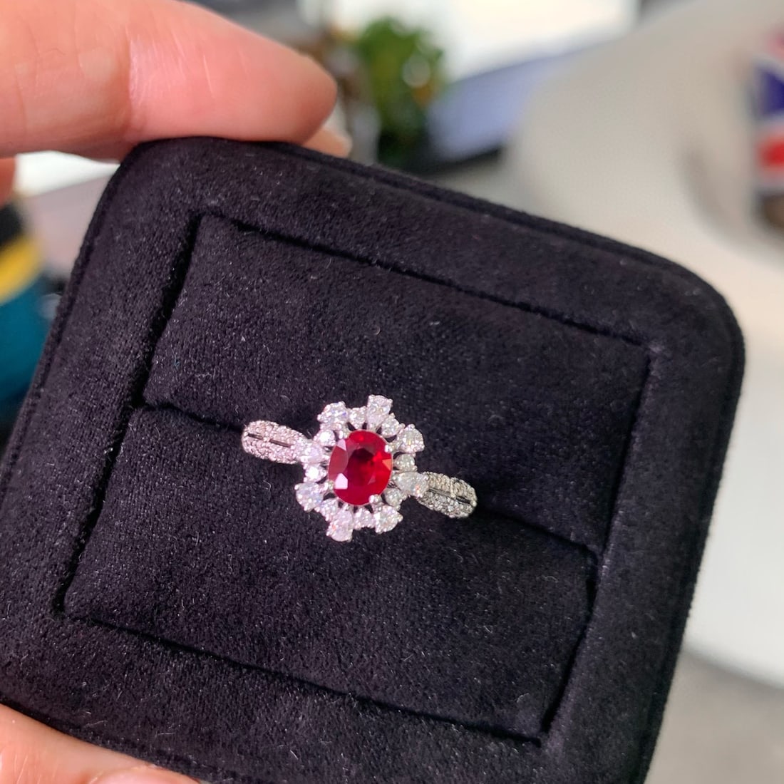 14k Gold 0.58 Ct Natural Ruby & Diamond Ring - 2