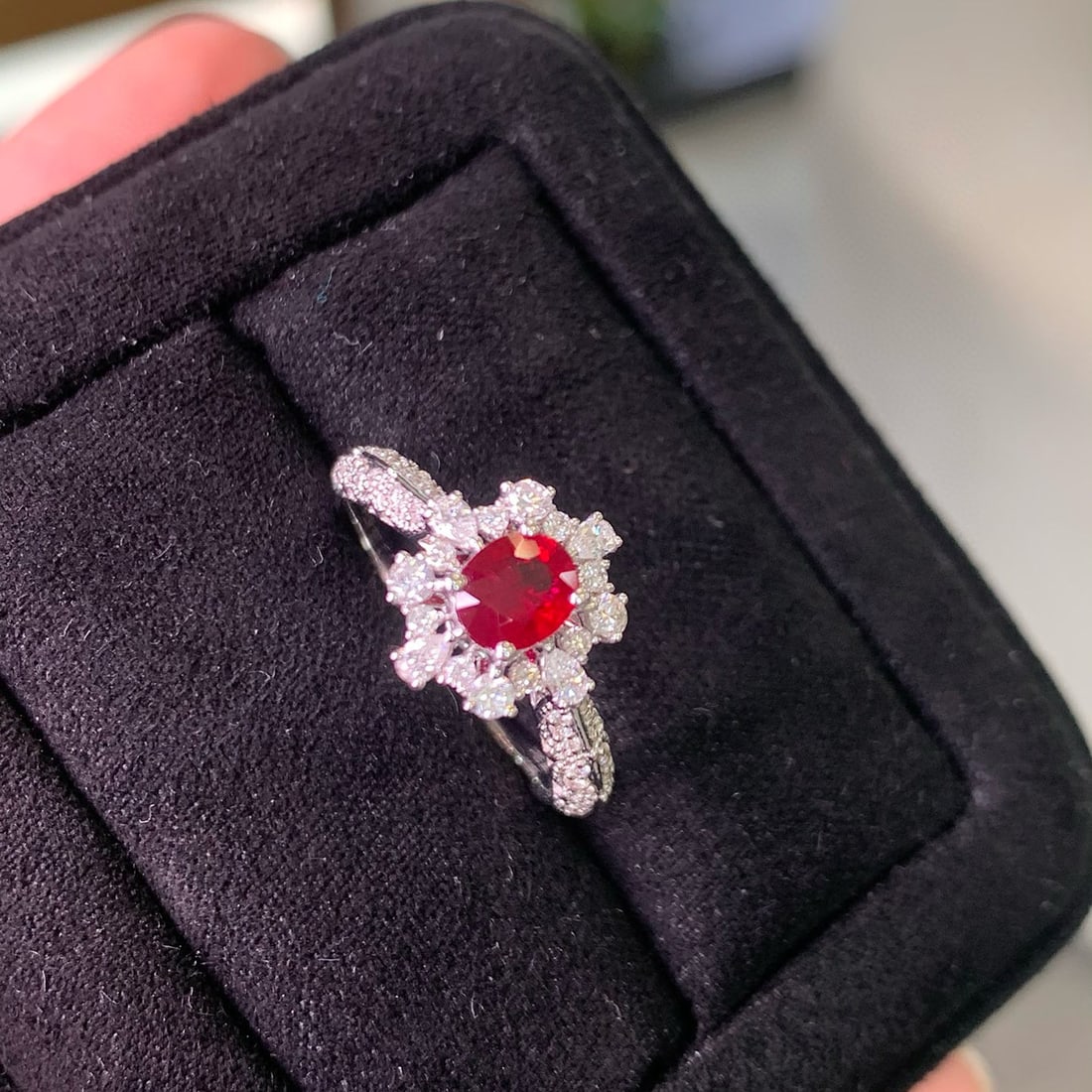 14k Gold 0.58 Ct Natural Ruby & Diamond Ring - 4